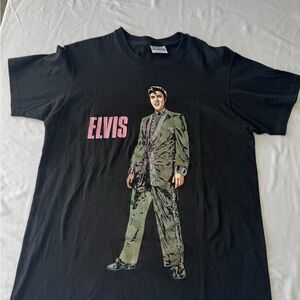 Vintage RARE 1989 Elvis Presley T Shirt 50s Rock N Roll Metallic Gold/Pink Large